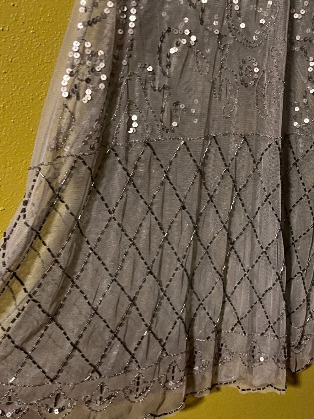 Intimately Free People Gray Sequin Beaded Mesh Sleeveless Dress Size L - Picture 3 of 9